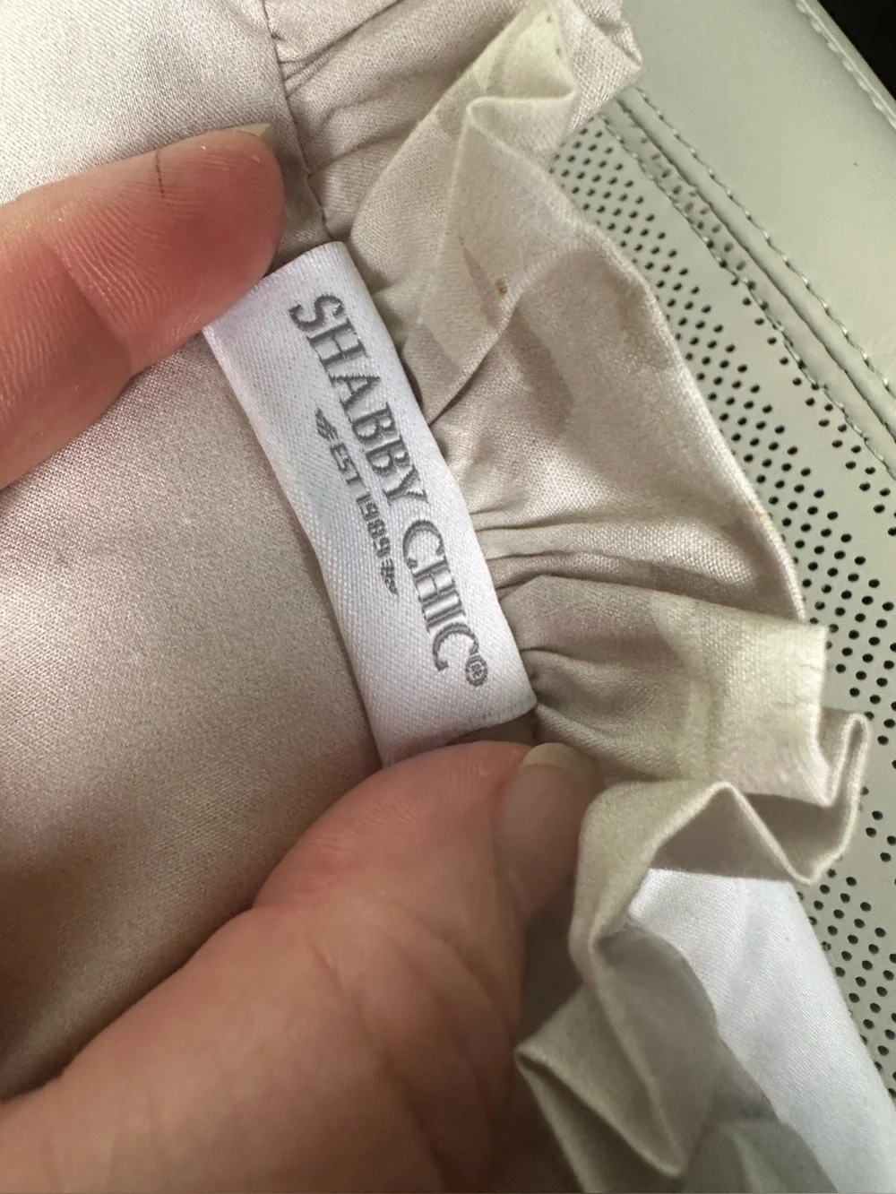 Rachel Ashwell Simply Shabby Chic Pillow 18” Gray Garden Blue Roses Ruffle EUC!
